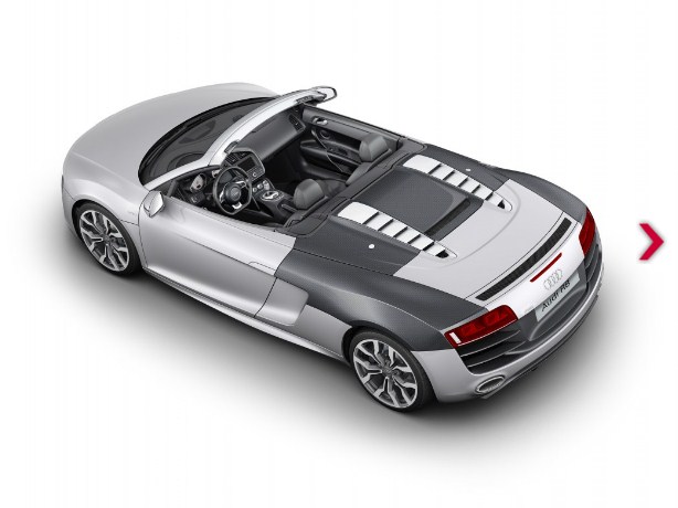 Audi R8 Spyder: sử dụng rộng rãi polyme gia cố bằng sợi carbon (CFRP) ở phần sau